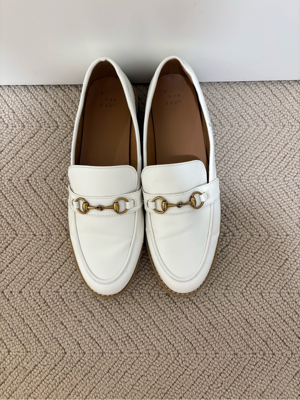 a new day White Leather Loafers with Gold Bit - Picture 2 of 8